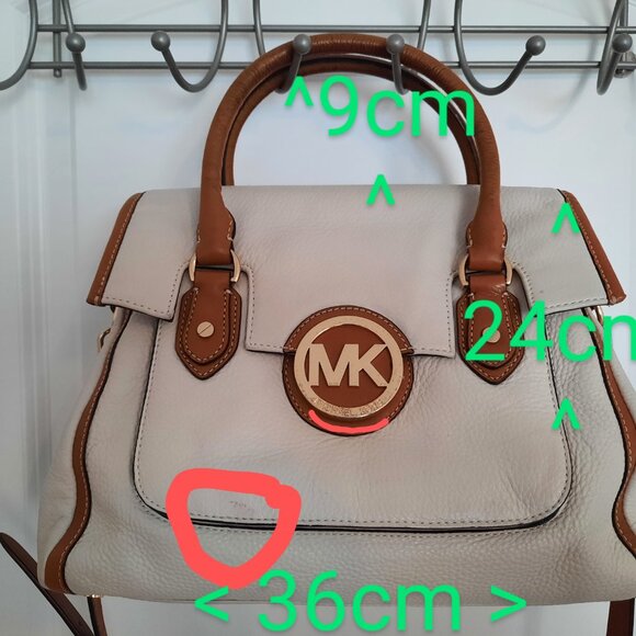 Michael Kors Margo White Pebble Leather Logo Top Handle Satchel Bag - Picture 6 of 9